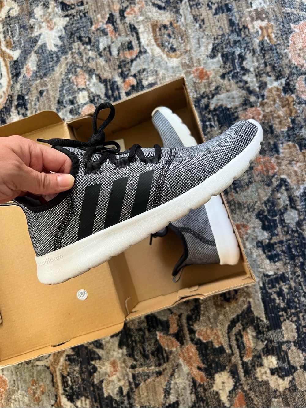Adidas Gray & Black Knit Runner Sneakers